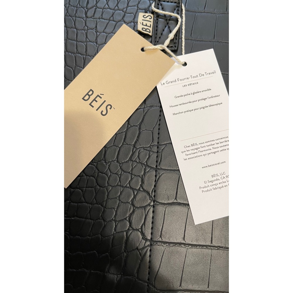BEIS Large Work Tote in Black Croc NEW with tags - Picture 10 of 15